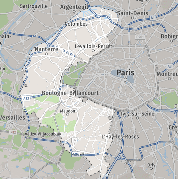 Carte des Hauts de Seine
