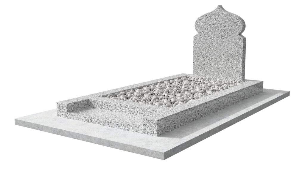 Monument musulman en granit blanc Berrocal sans dalle avec soubassement 5 pièces